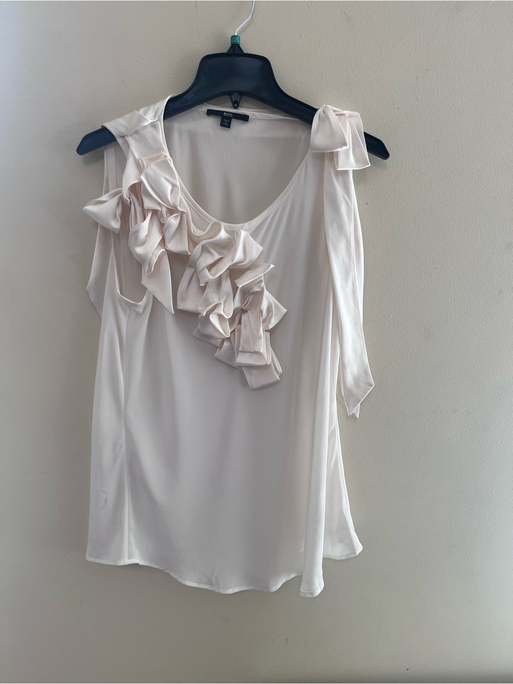 Hugo Boss Cream Ruffle Tie-Shoulder Camisole